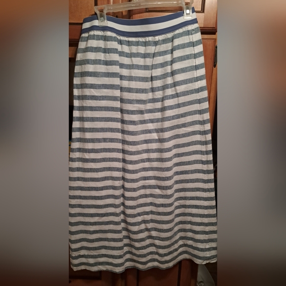 Ladies J. Jill Maxi Skirt Seaside Button Side 100% Linen Beachside Blue Small - Picture 10 of 13